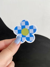 Load image into Gallery viewer, Blue Checkerboard Daisy Sticker