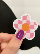 Load image into Gallery viewer, Pink Checkerboard Daisy Sticker