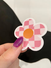 Load image into Gallery viewer, Pink Checkerboard Daisy Sticker