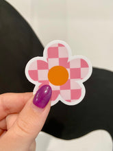 Load image into Gallery viewer, Pink Checkerboard Daisy Sticker