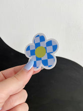 Load image into Gallery viewer, Blue Checkerboard Daisy Sticker
