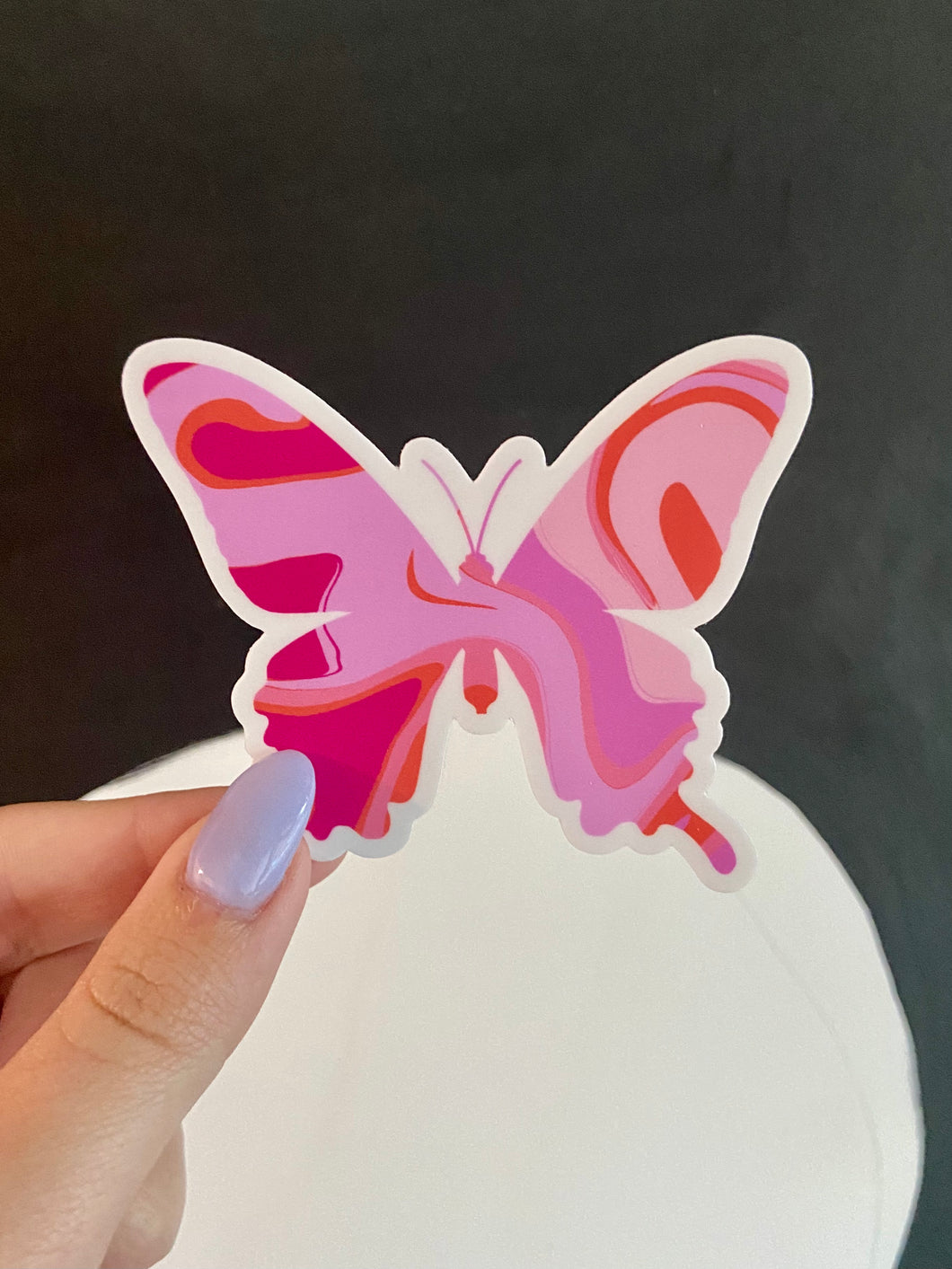 Y2K Pink and Orange Swirl Butterfly Sticker