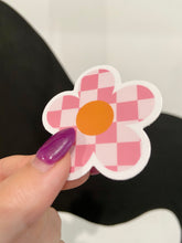 Load image into Gallery viewer, Pink Checkerboard Daisy Sticker
