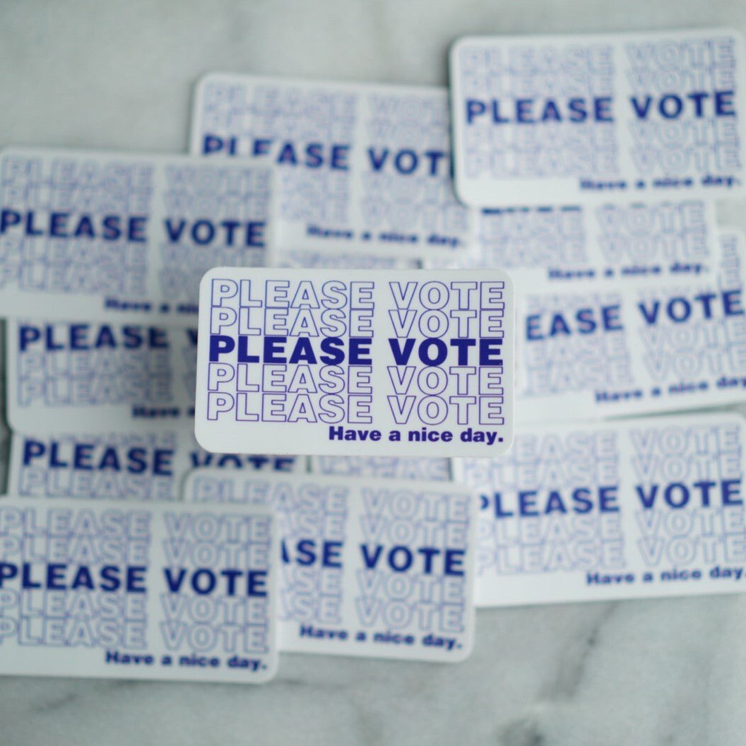 Please Vote Sticker - Blue