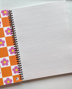 Checkerboard Daisy Lined Notebook, 8.5x11