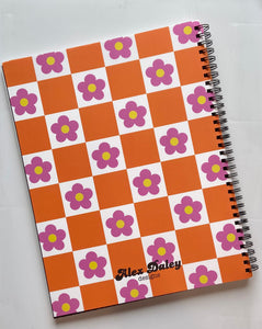 Checkerboard Daisy Lined Notebook, 8.5x11