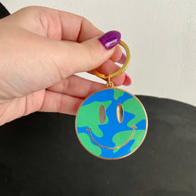 Load image into Gallery viewer, Smiling Earth Metal Keychain
