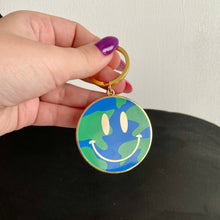 Load image into Gallery viewer, Smiling Earth Metal Keychain
