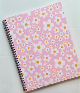 Pink and White Daisies Lined Notebook, 8.5x11